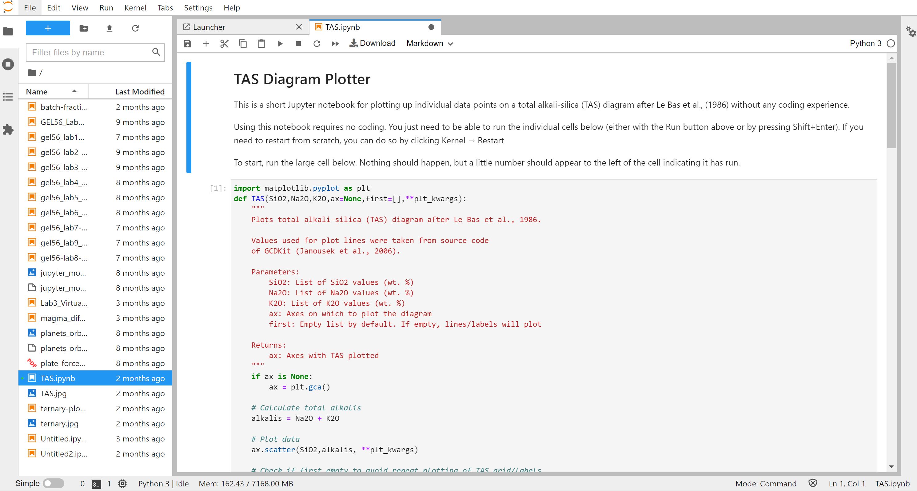 TAS Plotter in Jupyter Notebook Form